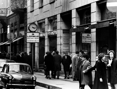 Italy, Lombardy, Milan Via Monte Napoleone, 1970 (b/w photo)