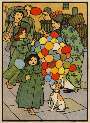 The Air-Ball Woman (colour litho)