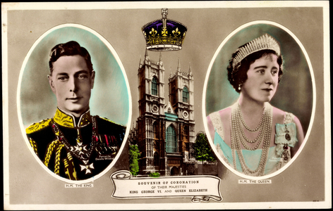 Ak King George VI., Queen Elizabeth Bowes Lyon, Coronation 1936  (b/w photo)