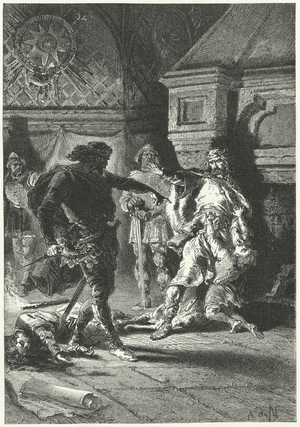 Clovis I imposing his will as King of the Franks (engraving)