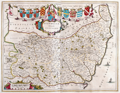 Suffolk, in 'Theatrum Orbis Terrarum, sive Atlas Novus' by Willem Blaeu, Amsterdam, 1645-50
