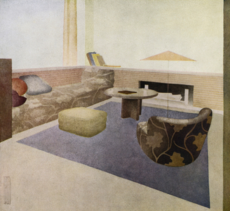 1930s interiors: Chimney corner (colour litho)