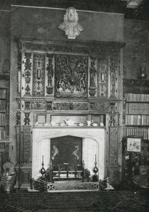 Mantelpiece Formerly in Sir Thomas Browne's House in Norwich, now in Stoke Holy Cross Hall (b/w photo)