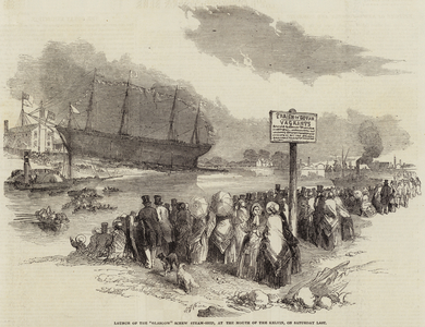 Launch of the "Glasgow" Screw Steam-Ship, at the Mouth of the Kelvin, on Saturday Last (engraving)