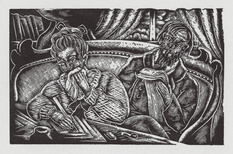Life of Dostoevsky: Return (woodcut)