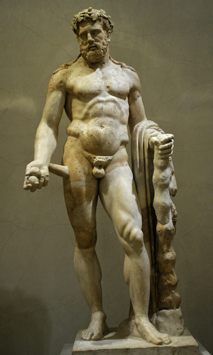 Statue of Heracles, Greek hero, son of Zeus. Marble. Roman work. 2nd c. AD. After the original Greek of mid-fourth c. BC.