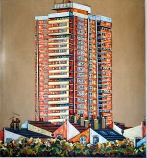 Bow Tower, (oil on canvas)
