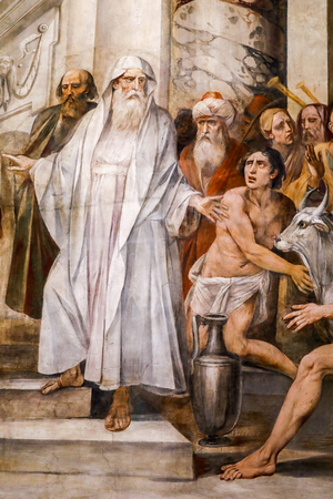 Numa Pompilius instituting the cult of the Vestals (detail), 1636 - 1638 (fresco)