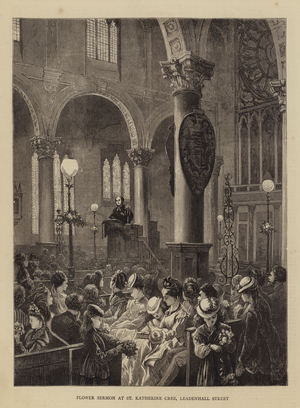 Flower Sermon at St Katherine Cree, Leadenhall Street (engraving)