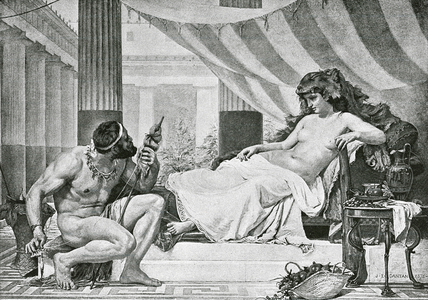 Hercules at the feet of Omphale (litho)
