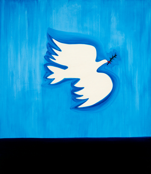 Dove with Leaf, 1998 (oil on linen)