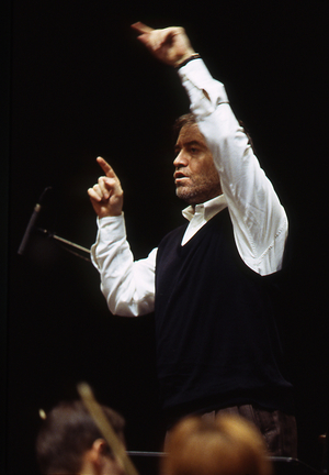 Valery Gergiev - portrait of the Russian conductor, conducting in December 2004. b. 21 September 1953.
