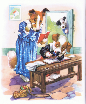 The teacher made him stay late to get his sums right, from Somebody's Darlings pub.by Juvenile Productions, 1957 (colour litho)