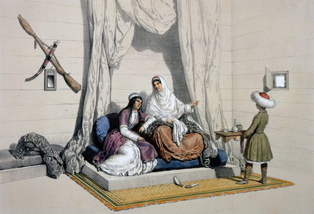 Circassian Princesses, on the right bank of the Kouban, from 'Les Steppes de la Mer Caspienne, le Caucase, le Crimée et la Russie Meridionale' by Xavier Hommaire de Hell, c.1838-42 (colour litho)