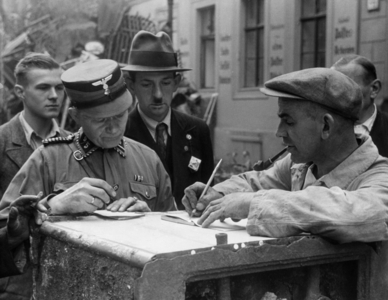 Scrap collection point, 1938 (b/w photo)