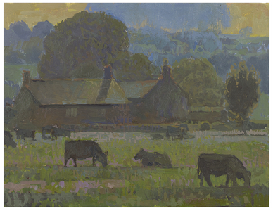 The Village with Cows, 2016 (oil on gesso)