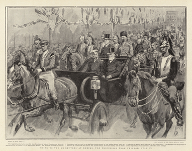 Going to the Manoeuvres at Rheims, the Procession from Fresnois Station (litho)
