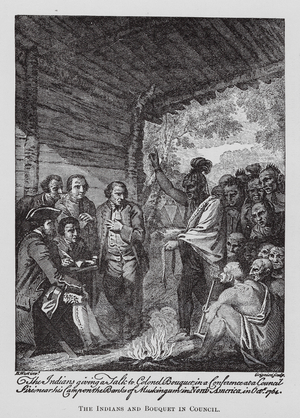 The Indians and Bouquet in Council (engraving)