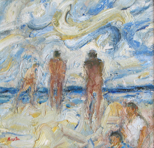 Bathers (oil on board)
