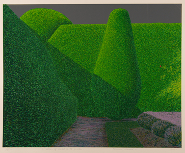 A Corner of Grathas Castle Gardens, 1982 (colour litho)