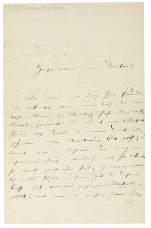 Autograph letter signed ('Th. Fontane') to 'Herr Doctor' [Ernst Kossak], Berlin, 16 February 1864 (pen & ink on paper)