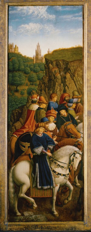 The Just Judges, lower left panel of the Ghent Altarpiece, 1432 (oil on panel)