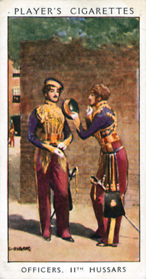 Officers, 11th Hussars (colour litho)