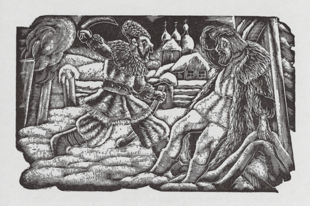 Life of Dostoevsky: The Family (woodcut)