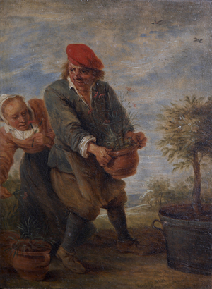 A Gardener: 'The Sense of Smell' (after Teniers the younger)