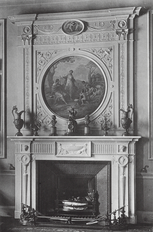 Chimneypiece in the Library, 20 Portman Square (b/w photo)