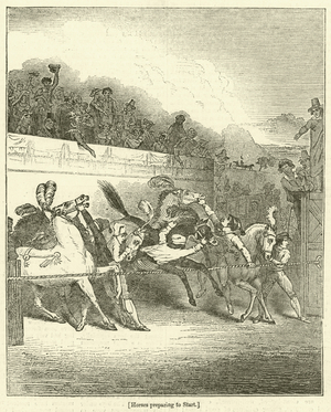 Horses preparing to Start (engraving)