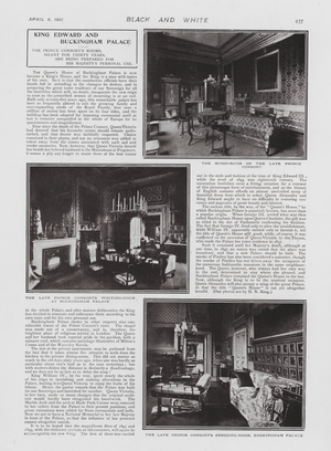 Prince Albert's rooms at Buckingham Palace, prior to renovation for King Edward VII (b/w photo)