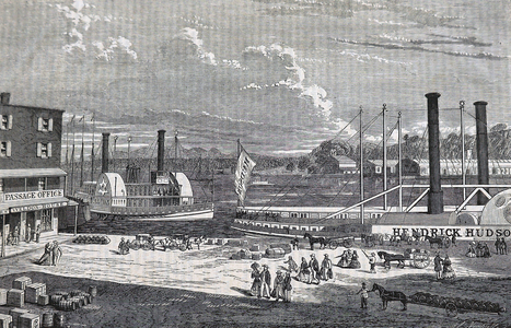 Paddle steamers at Albany, 1850