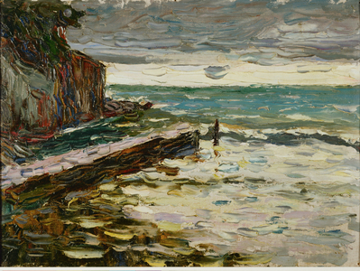 Stormy sea. Oil on cardboard/ (painting on canvas)