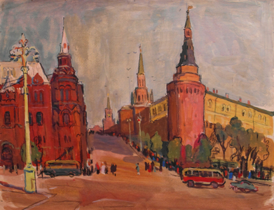 Queuing for Lenin, 1962 (tempera on paper)
