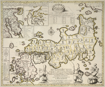 Map of Japan, 1740 (coloured engraving)