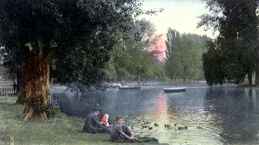 the lake of the Vincennes Woods in Paris c. 1910-1920, postcard