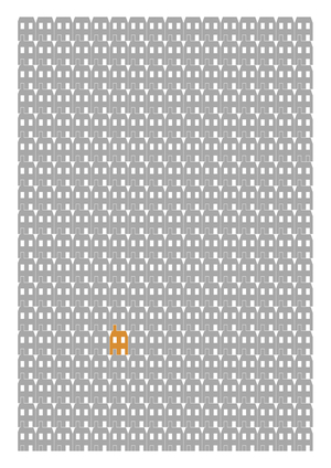 Grey Paper House Repeat Print, 2014 (graphic giclee print)