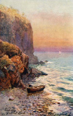 Gallant Rock, Clovelly (colour litho)