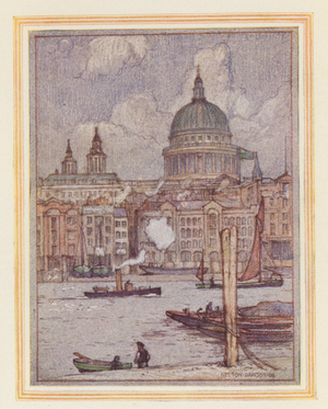 St Paul's from the River (colour litho)