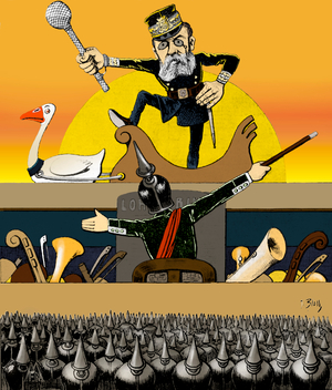 Lohengrin by Richard Wagner. Caricature