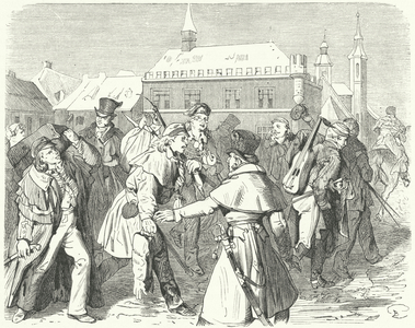Walkout by students of Gottingen University, Germany, 1831 (engraving)