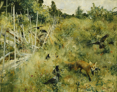 A Fox Taking a Crow; Rav Och Krakor, 1884 (oil on canvas)