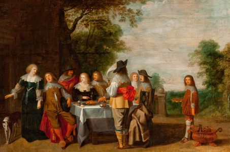 Company at a Table in a Park (oil on canvas)