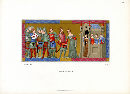 Medieval Court Scene (1300-1350) (chromolitho)