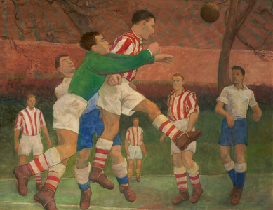 Football Match, 1950-60 (oil on canvas)