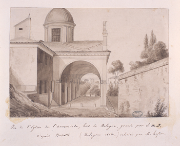View of the Church of the Annunciation, Bologna, after Busatti, 1814 (engraving)
