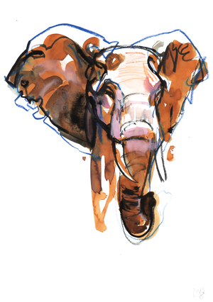 Elephant Head study, 2018 (mixed media on paper)