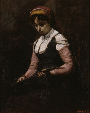 Girl with Mandolin, 1860-65 (oil on canvas)