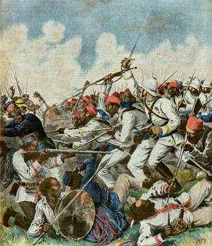 Capture of a Hova camp, 1895 (Illustration)